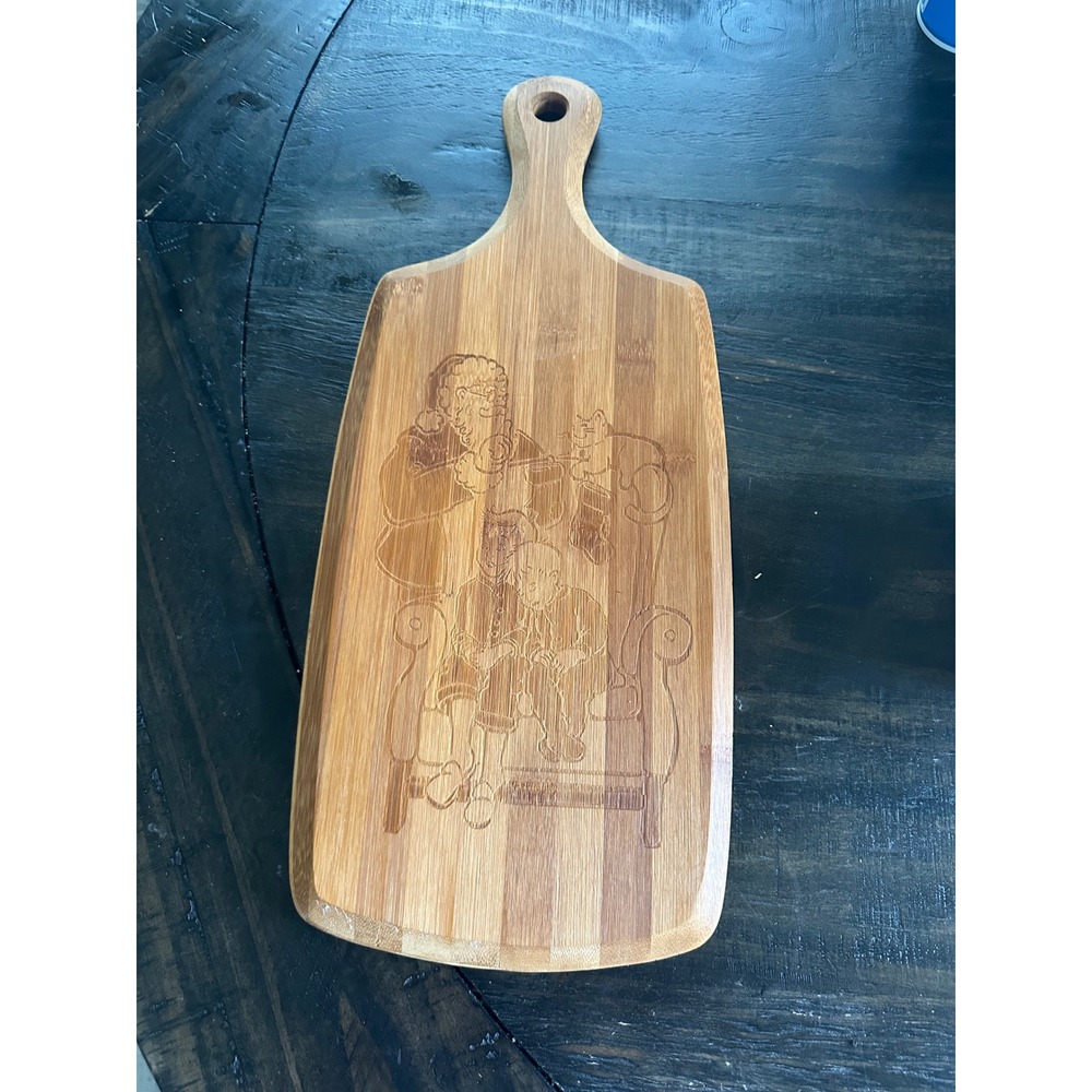 Laser Engraved Bamboo Cutting Board‎ Santa and Children Scene